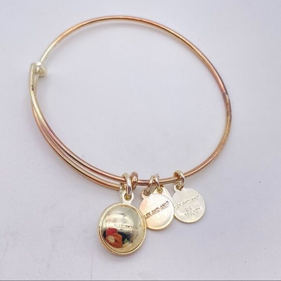Alex & Ani Clear Swarovski April Birthday Crystal Birthstone‎ Gold Bangle - Picture 4 of 5